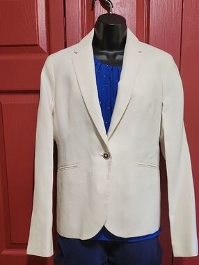 EUC J. Crew Sz6 Campbell Linen Off-white Blazer